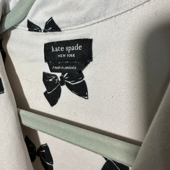 Kate Spade New York Womens‎ Top Pajama Shirt Short Sleeve Bows Pink Black Small - Picture 2 of 3